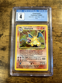 CGC 4 Charizard Holo Base Set Unlimited 4/102 Pokemon 1999 Vintage WOTC VG/Ex - Image 1