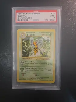 1999 POKEMON BASE SET SHADOWLESS #17 BEEDRILL PSA 9 - Image 1