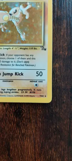 Hitmonlee 1st Edition 7/62 Holo Rare Fossil Pokemon TCG - Image 5