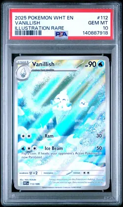 2025 POKEMON WHT EN-WHITE FLARE ILLUSTRATION RARE #112 VANILLISH PSA 10 - Image 1