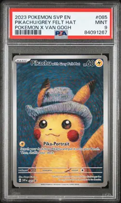 2023 POKEMON SVP EN-SV BLACK STAR PROMO #085 PIKACHU WITH GREY FELT HAT PSA 9 - Image 1