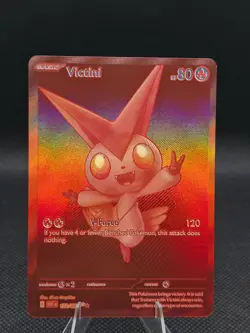 Pokemon TCG Red Victini 172/086 SV: White Flare Holo Has A Print Error See Pics! - Image 1