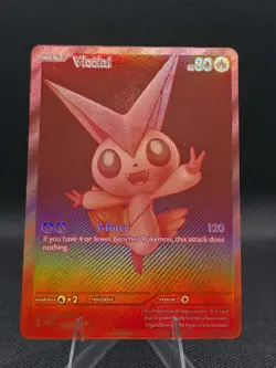 Pokemon TCG Red Victini 172/086 SV: White Flare Holo Has A Print Error See Pics! - Image 2