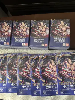 Lot Of 4 One Piece TCG: Double Pack Set 9 The Azure Sea's Seven Plus 6 Sleeved - Image 1