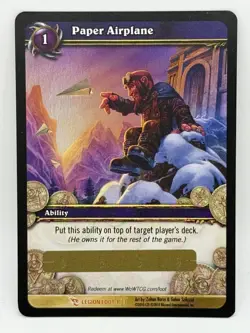 Upper Deck World of Warcraft TCG PAPER AIRPLANE Unscratched LOOT CARD (NM/MT) - Image 1