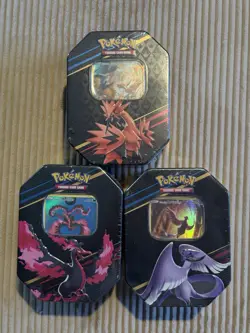 Pokemon TCG: Crown Zenith Tin Set of 3 - Galarian Articuno Zapdos Moltres SEALED - Image 1