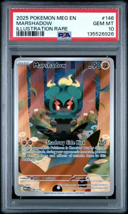 2025 POKEMON MEG EN-MEGA EVOLUTION ILLUSTRATION RARE #146 MARSHADOW PSA 10 - Image 1