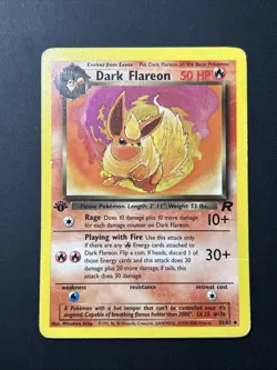 Pokemon TCG Dark Flareon Card 35/82 Non Holo 1st Edition MP - Image 1