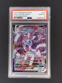 2021 Pokemon SWSH Evolving Skies Sylveon VMAX #075/203 PSA 10 - Image 1