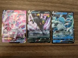 SYLVEON VMAX 075/203 Umbreon V, Glaceon V HOLO RARE VMAX EVOLVING SKIES POKEMON - Image 1