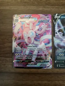 SYLVEON VMAX 075/203 Umbreon V, Glaceon V HOLO RARE VMAX EVOLVING SKIES POKEMON - Image 2