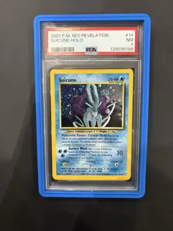 2001 Pokemon Neo Revelation SUICUNE Holo Foil #14 PSA 7 NM SWIRL 💫 DOUBLE HOLO - Image 1