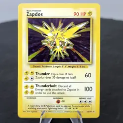 Zapdos Holo 16/102 Base Set WOTC 1999 Pokemon TCG Card Vintage Rare NM ⚡ - Image 1