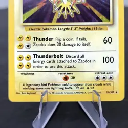 Zapdos Holo 16/102 Base Set WOTC 1999 Pokemon TCG Card Vintage Rare NM ⚡ - Image 4