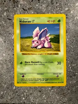 Pokemon TCG Cards SHADOWLESS Base Set Nidoran (M) 55/102 - Image 1