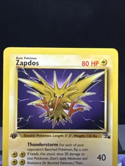 Pokemon Card Zapdos 30/62 Rare Non Holo 1st Edition WOTC Fossil Set Light Play - Image 2