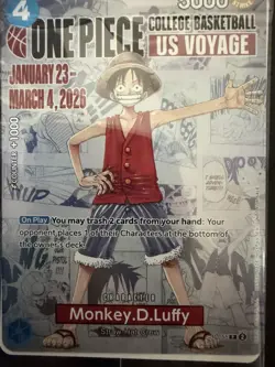One Piece College Basketball US Voyage Monkey D. Luffy Card Sealed *Mint - Image 3