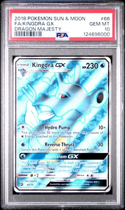 2018 POKEMON SUN & MOON DRAGON MAJESTY #66 FULL ART/KINGDRA GX PSA 10 - Image 1