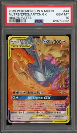 Pokemon Moltres & Zapdos & Articuno GX Hidden Fates Holo Ultra Rare #44 PSA 10 - Image 1