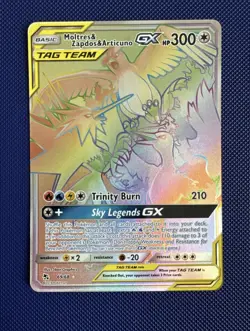 Pokemon TCG Moltres Zapdos Articuno Tag Team GX Hidden Fates 69/68 Rainbow - Image 1