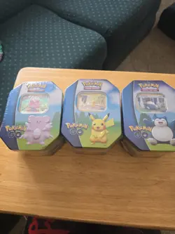 Pokemon TCG: Pokemon Go Tin Set Of 3x New & Sealed Pikachu, Blissey, Snorlax - Image 1