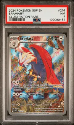 2024 POKEMON SSP EN-SURGING SPARKS ILLUSTRATION RARE #214 BRAVIARY PSA 7 - Image 1