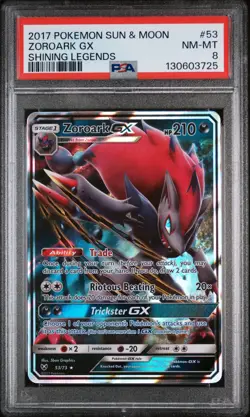 2017 POKEMON SUN & MOON SHINING LEGENDS #53 ZOROARK GX PSA 8 - Image 1