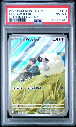 2025 POKEMON JTG EN-JOURNEY TOGETHER ILLUSTRATION RARE #170 HOP'S WOOLOO PSA 8 - Image 1