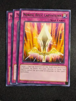 Yugioh - 3x Nordic Relic Laevateinn LC5D-EN199 1st Edition Rare LP - Image 1