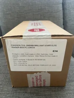 Pokemon Center Brilliant Stars Elite Trainer Box ETB factory Sealed Case of 4 - Image 1