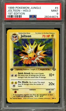 Pokemon PSA 9 Mint 1st Edition Jungle Holo Jolteon 4/64 - Image 1