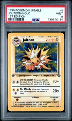 1999 Pokemon Jungle #4 Jolteon Holo 1st Edition PSA 9 MINT - Image 1