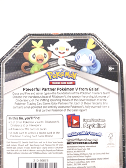 Pokemon TCG Galar Partner Tin Rillaboom 4 Booster Packs Factory Sealed - Image 3
