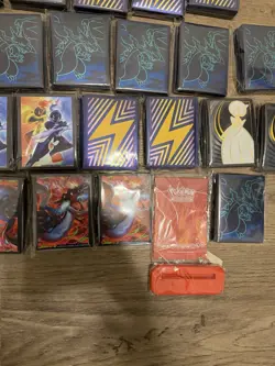 Pokemon TCG ETB Card Sleeves - Lot of 26 Sealed + Two Stands - Image 3