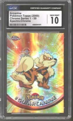 Pokemon Topps Chrome Series 1 Spectra Foil Arcanine 59 CGC 10 GEM MINT POP 17 - Image 1