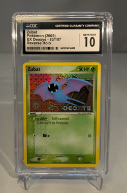 2005 Pokemon EX Deoxys Zubat 83/107 Reverse Holo Stamped Card CGC 10 - Image 1