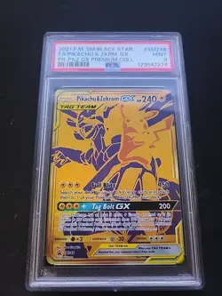 Pokemon PSA 9 Full Art Black Star Promo Card Pikachu & Zekrom GX SM248 - Image 1