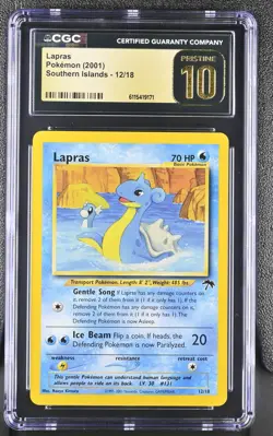 CGC 10 PRISTINE Lapras 2001 Southern Islands 12/18 Pokemon Card - Image 1