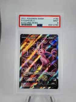 Espeon V PSA 9 Alt Art Evolving Skies Pokemon Card 180/203 Full Art 2021 - Image 1
