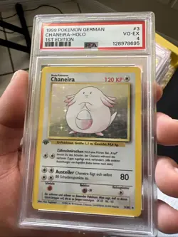 Pokemon Chansey TCG Base Set Holo Card 3/102 1st Edition Rare PSA 4 VG-EX 1999 - Image 1