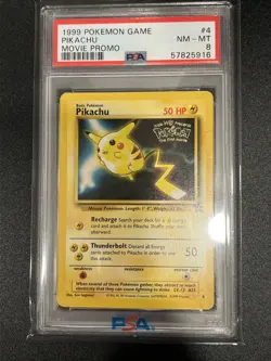 1999 Pokemon WB First Movie Black Star Promo #4 Pikachu PSA 8 - Image 1