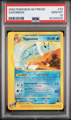 2003 POKEMON SKYRIDGE #33 VAPOREON PSA 10 Low Pop - Image 1