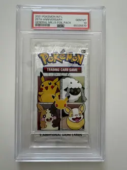 2021 POKEMON GENERAL MILLS 25TH ANNIVERSARY SEALED BOOSTER PACK PSA 10 MINT FOIL - Image 1