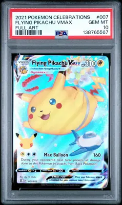 2021 POKEMON CELEBRATIONS #007 FULL ART/FLYING PIKACHU VMAX PSA 10 - Image 1