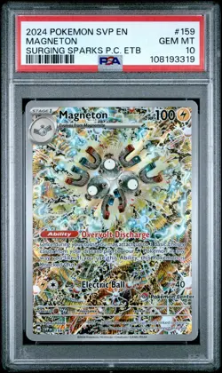 2024 POKEMON SURGING SPARKS POKEMON CENTER ETB PROMO SVP #159 MAGNETON PSA 10 - Image 1