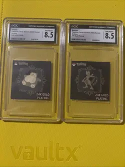 Snorlax AND Mewtwo Pokemon Candy Stickers 2023 Korean Striking 24K Gold Plated - Image 1