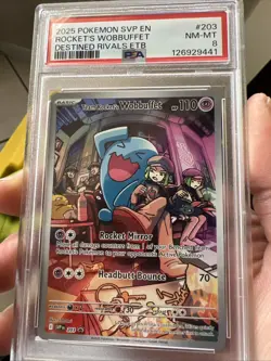 Pokemon TCG Destined Rivals Team Rockets Wobbuffet 203 ETB Black Star Promo PSA8 - Image 2