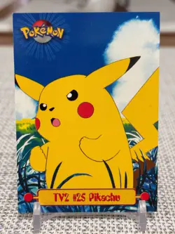 1999 Topps Pokemon Series 1 #TV2 Pikachu (TV Animation Edition) Green Logo NM - Image 1