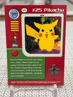 1999 Topps Pokemon Series 1 #TV2 Pikachu (TV Animation Edition) Green Logo NM - Image 2
