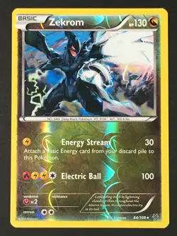 Pokemon TCG Zekrom 64/108 XY Roaring Skies Reverse Holo Rare MP - Image 1
